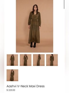 RAGA Aashvi V-Neck Maxi Dress NWT Small Olive Green Boho Maxi Retail $223